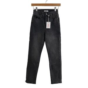 Good American Good Classic Faded Black High Waist Jeans 00/24 New NWT